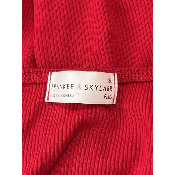 Frankee & Skylaar Short Sleeve Red White Ribbon Romantic Cottage Core Top 3X NEW - Picture 6 of 8